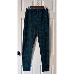 LuLaRoe Leggings Headdress Print Native American Teal Green Tall & Curvy